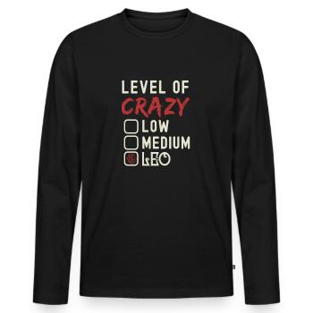 Level Of Crazy Leo Funny Star Sign Astrologie - Männer Premium Bio Langarmshirt - Schwarz - Vorne - Nico (187cm)