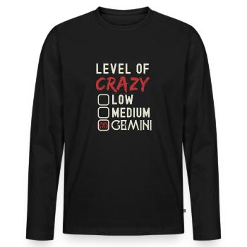Ebene der verrückten Zwillinge Lustige Sternzeichen-Astrologie - Männer Premium Bio Langarmshirt - Schwarz - Vorne - Nico (187cm)