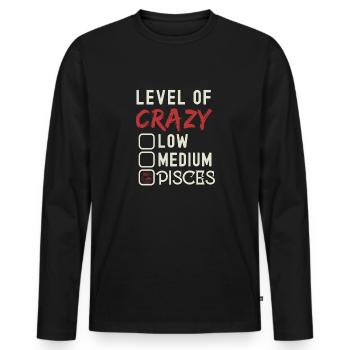 Level Of Crazy Fische Lustige Sternzeichen-Astrologie - Männer Premium Bio Langarmshirt - Schwarz - Vorne - Nico (187cm)