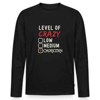 Level Of Crazy Capricorn Funny Star Sign - Men's Premium Organic Long Sleeve Shirt - black - Front - Nico (187cm)