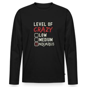 Level Of Crazy Wassermann Lustige Sternzeichen-Astrologie - Männer Premium Bio Langarmshirt - Schwarz - Vorne - Nico (187cm)