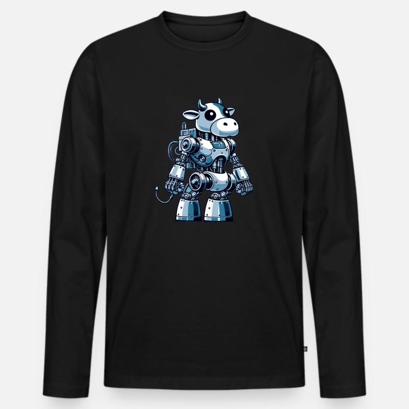 Kuh Roboter, Roboter-Kuh - Männer Premium Bio Langarmshirt - Schwarz