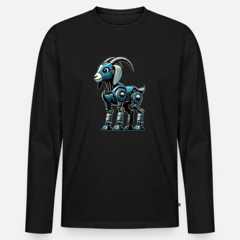 Ziege Roboter, Roboziege, Roboter-Ziege - Männer Premium Bio Langarmshirt - Schwarz