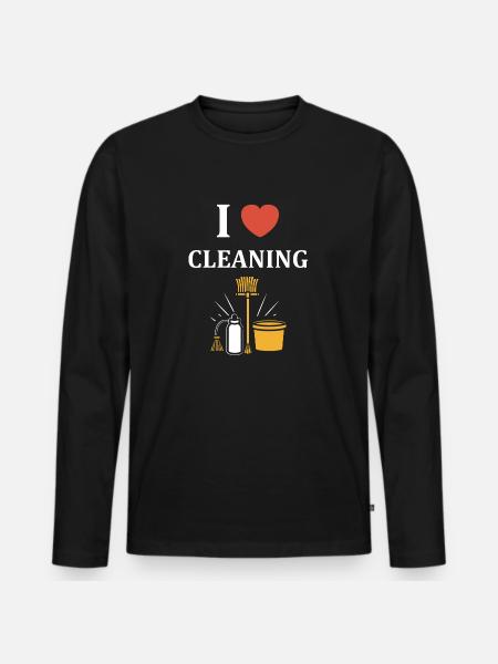 Humour faire le ménage - T-shirt manches longues Premium bio Homme - noir