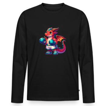 Dragon Boxer - Men's Premium Organic Long Sleeve Shirt - black - Front - Nico (187cm)