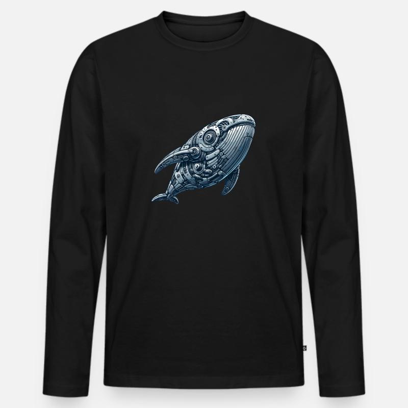 Wal Roboter, Roboter-Wal - Männer Premium Bio Langarmshirt - Schwarz
