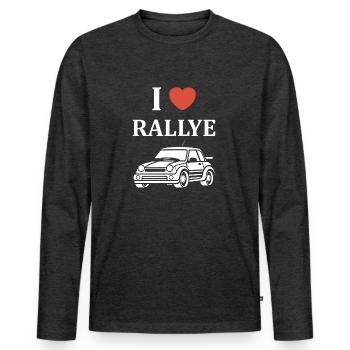 Humour pilote de rallye - T-shirt manches longues Premium bio Homme - anthracite chiné - Devant - Nico (187cm)