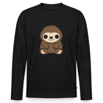 Animal humour paresseux - T-shirt manches longues Premium bio Homme - noir - Devant - Nico (187cm)