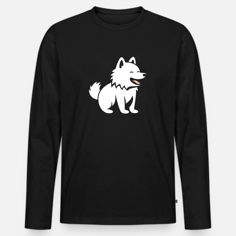 Wolf - Männer Premium Bio Langarmshirt - Schwarz