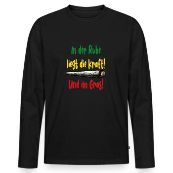 Articulation Dans le silence se trouve la force Et dans l’herbe - T-shirt manches longues Premium bio Homme - noir - Devant - Nico (187cm)