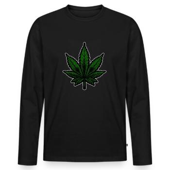 Hemp, Cannabis, Weed, Babak, Bobaz, Cannabis Leaf - Men's Premium Organic Long Sleeve Shirt - black - Front - Nico (187cm)