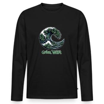 Hanf, Cannabis, Gras, Babak, Bobaz, Green Wave - Männer Premium Bio Langarmshirt - Schwarz - Vorne - Nico (187cm)