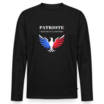 Patriot Limitierte Auflage - Männer Premium Bio Langarmshirt - Schwarz - Vorne - Nico (187cm)