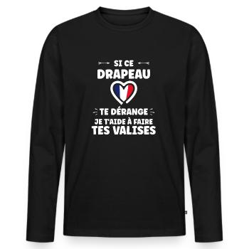Patriote Flagge Frankreich - Männer Premium Bio Langarmshirt - Schwarz - Vorne - Nico (187cm)