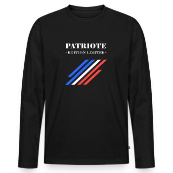 Patriot Limitierte Auflage - Männer Premium Bio Langarmshirt - Schwarz - Vorne - Nico (187cm)