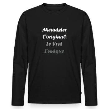 menuisier - T-shirt manches longues Premium bio Homme - noir - Devant - Nico (187cm)