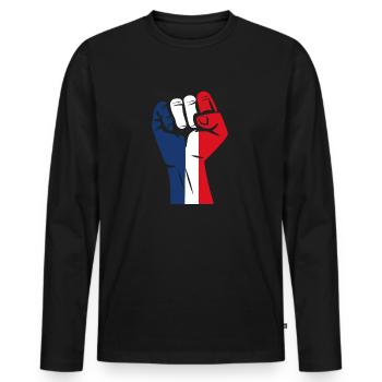 Patriotic France - Men's Premium Organic Long Sleeve Shirt - black - Front - Nico (187cm)