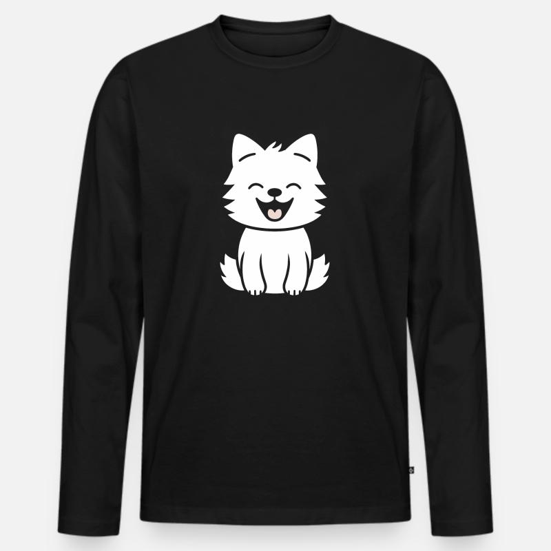 Wolf - Männer Premium Bio Langarmshirt - Schwarz