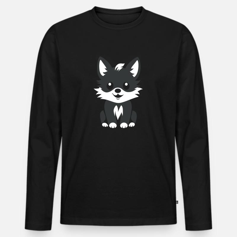 Wolf - Männer Premium Bio Langarmshirt - Schwarz