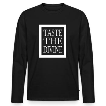 Bonheur manger cadeau heureux saveur profil présent - T-shirt manches longues Premium bio Homme - noir - Devant - Nico (187cm)