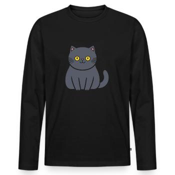 Chartreux petit chat - T-shirt manches longues Premium bio Homme - noir - Devant - Nico (187cm)