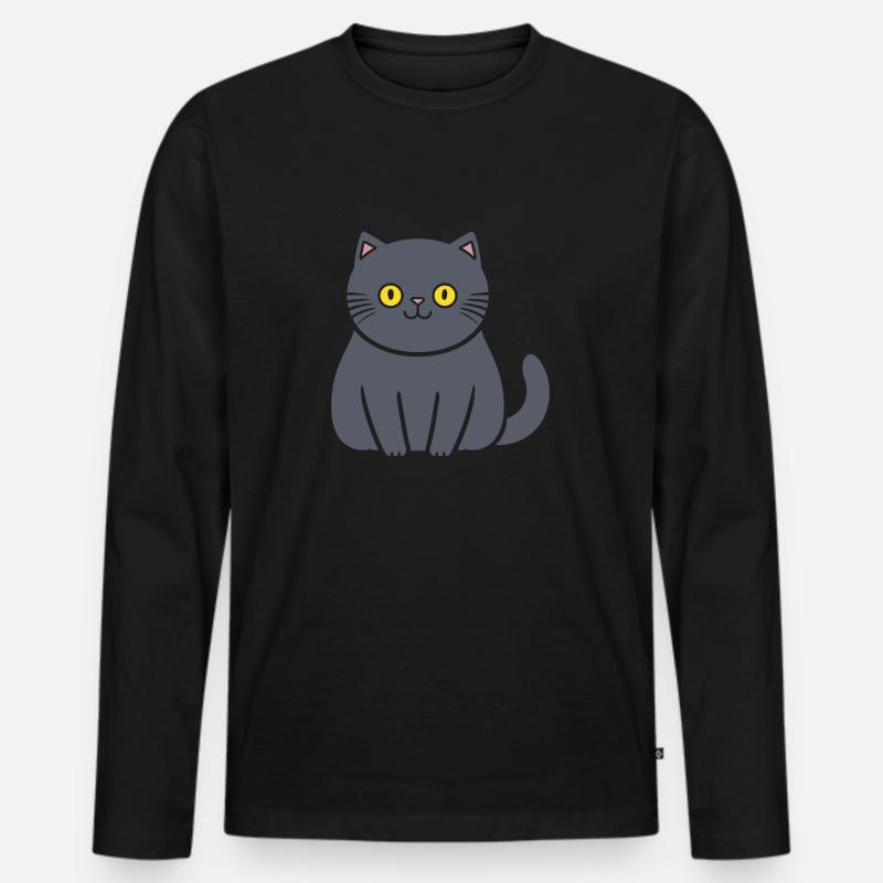 Chartreux kleine Katze - Männer Premium Bio Langarmshirt - Schwarz