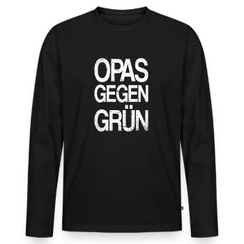 OPAS GEGEN GRÜN - Grüne nein - Männer Premium Bio Langarmshirt - Schwarz - Vorne - Nico (187cm)