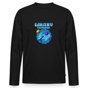Galaxy Explorer Astronomy Telescope Stargazer - Männer Premium Bio Langarmshirt - Schwarz - Vorne - Nico (187cm)