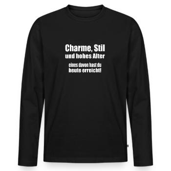 Charme, Stil und hohes Alter... - Männer Premium Bio Langarmshirt - Schwarz - Vorne - Nico (187cm)