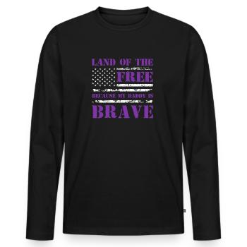 Terre de la liberté parce que mon papa est courageux - T-shirt manches longues Premium bio Homme - noir - Devant - Nico (187cm)