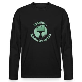 Artist Painter Graphic Brush At Work Gifts - Men's Premium Organic Long Sleeve Shirt - black - Front - Nico (187cm)