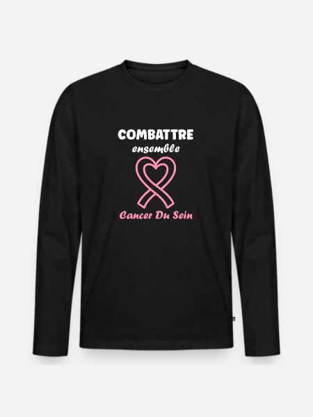 Sensibilisation cancer du sein - T-shirt manches longues Premium bio Homme - noir