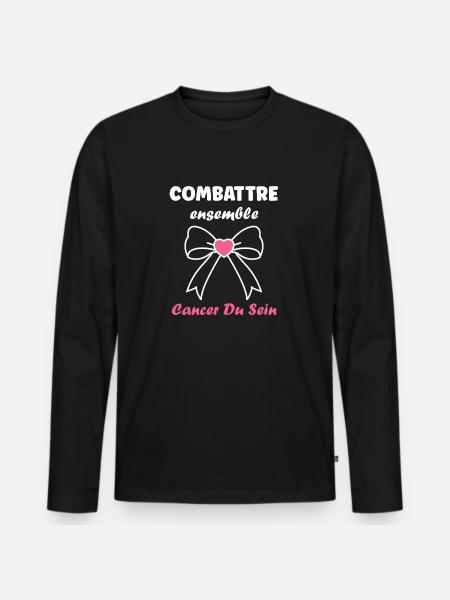 Sensibilisation cancer du sein - T-shirt manches longues Premium bio Homme - noir