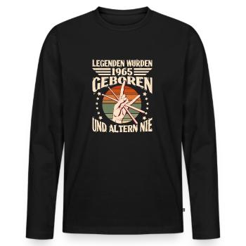 59e anniversaire Année de construction 1965 Légende 59 ans - T-shirt manches longues Premium bio Homme - noir - Devant - Nico (187cm)