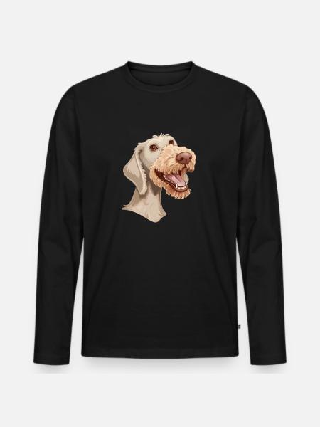 Bedlington Terrier | Cartoon Artwork - Men's Premium Organic Long Sleeve Shirt - black