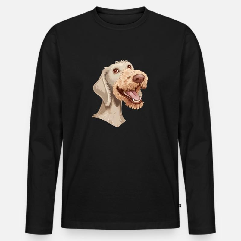 Bedlington Terrier | Cartoon Artwork - Männer Premium Bio Langarmshirt - Schwarz
