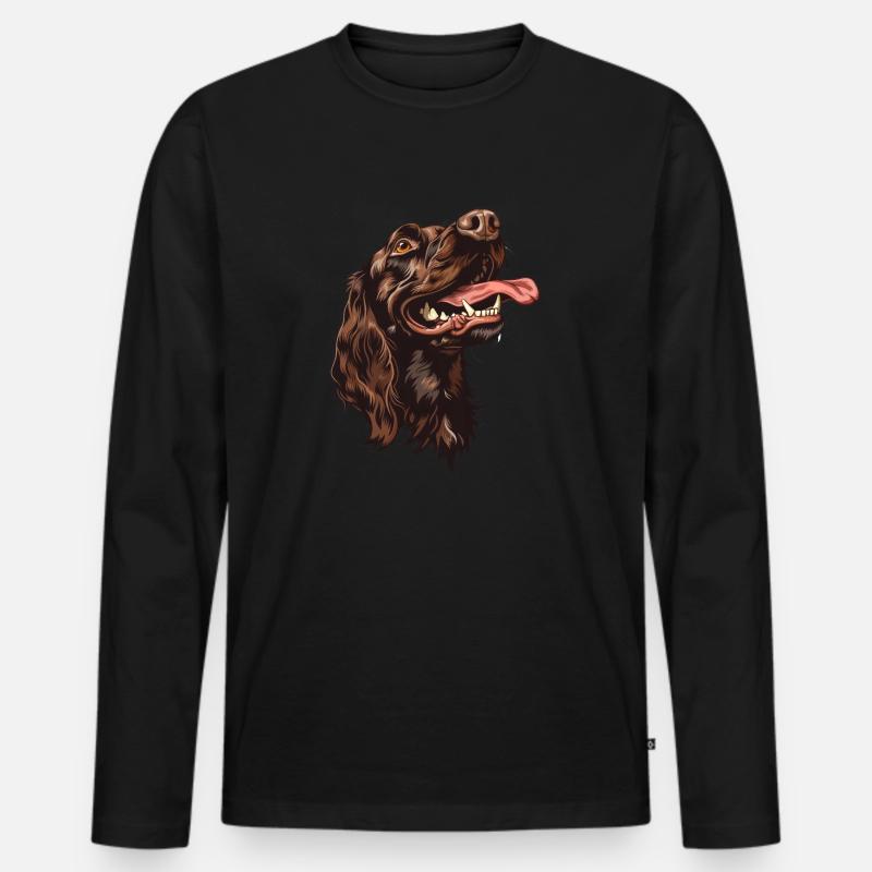 Boykin Spaniel | Cartoon Artwork - Männer Premium Bio Langarmshirt - Schwarz