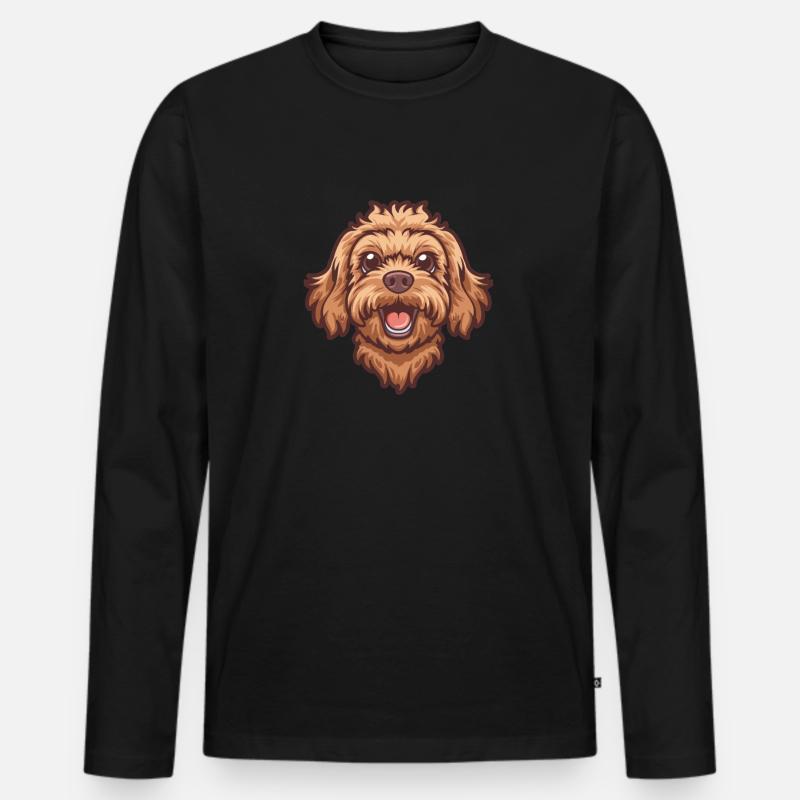 Cavapoo | Cavoodle | Cartoon Artwork - Männer Premium Bio Langarmshirt - Schwarz