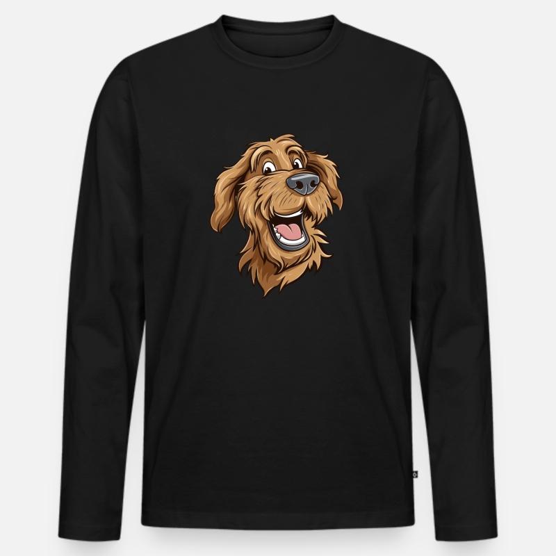 Labradoodle | Cartoon Artwork - Männer Premium Bio Langarmshirt - Schwarz