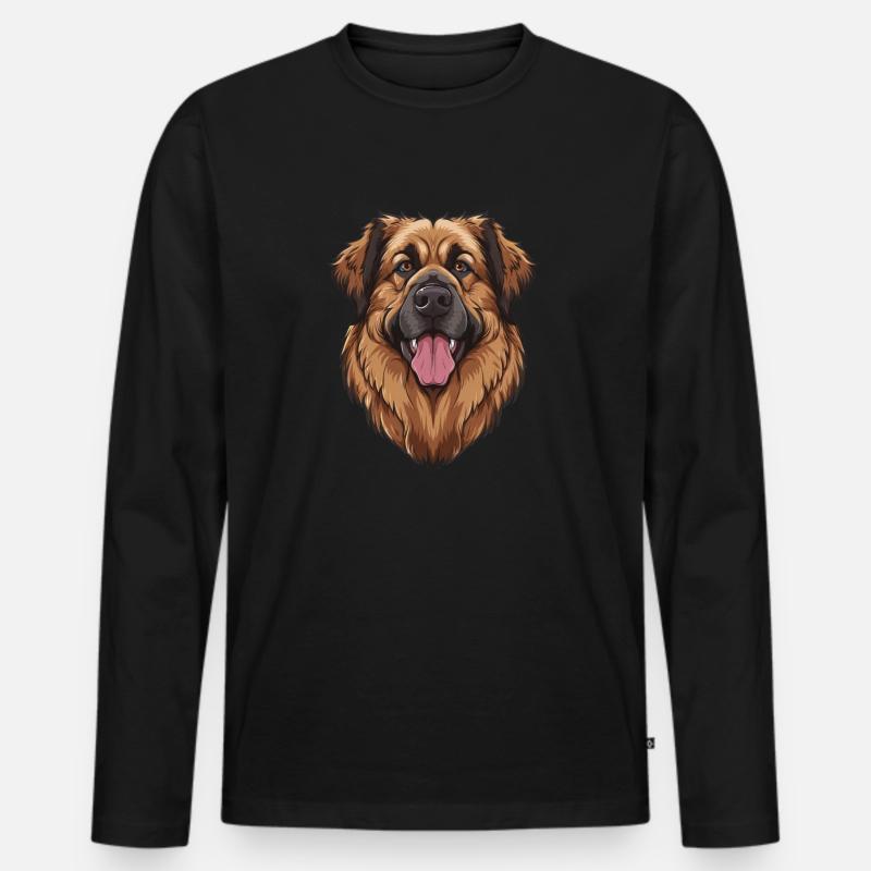 Leonberger | Cartoon Artwork - Männer Premium Bio Langarmshirt - Schwarz