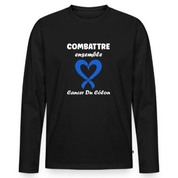Sensibilisation au cancer du côlon - T-shirt manches longues Premium bio Homme - noir - Devant - Nico (187cm)