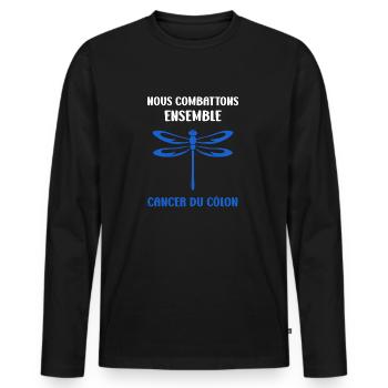 Sensibilisation au cancer du côlon - T-shirt manches longues Premium bio Homme - noir - Devant - Nico (187cm)