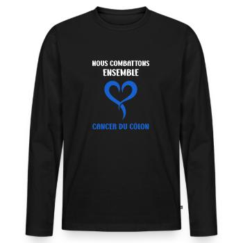 Sensibilisation au cancer du côlon - T-shirt manches longues Premium bio Homme - noir - Devant - Nico (187cm)
