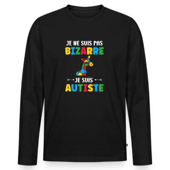 Je ne suis pas bizarre je suis autiste - T-shirt manches longues Premium bio Homme - noir - Devant - Nico (187cm)