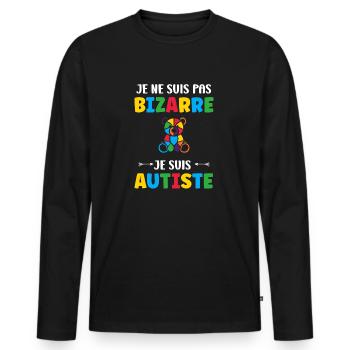 Je ne suis pas bizarre je suis autiste - T-shirt manches longues Premium bio Homme - noir - Devant - Nico (187cm)