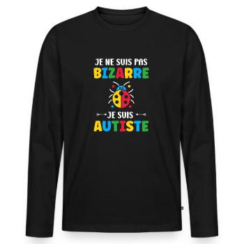 Je ne suis pas bizarre je suis autiste - T-shirt manches longues Premium bio Homme - noir - Devant - Nico (187cm)