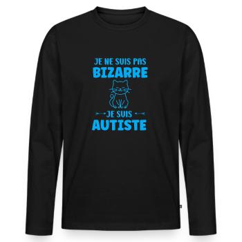 Je ne suis pas bizarre je suis autiste - T-shirt manches longues Premium bio Homme - noir - Devant - Nico (187cm)