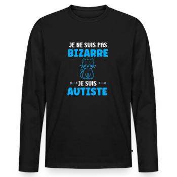 Je ne suis pas bizarre je suis autiste - T-shirt manches longues Premium bio Homme - noir - Devant - Nico (187cm)