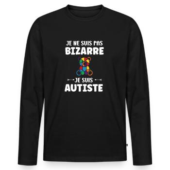 Je ne suis pas bizarre je suis autiste - T-shirt manches longues Premium bio Homme - noir - Devant - Nico (187cm)