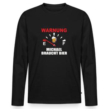 Beer Speedometer, Michael Needs Beer - Men's Premium Organic Long Sleeve Shirt - black - Front - Nico (187cm)